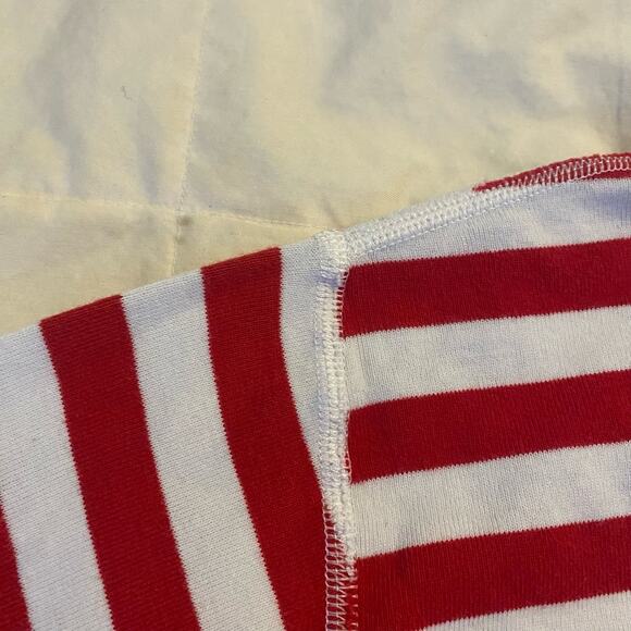 Hanna Andersson Pajama Top Small Red White Striped Green Trim Organic Cotton - Picture 12 of 12
